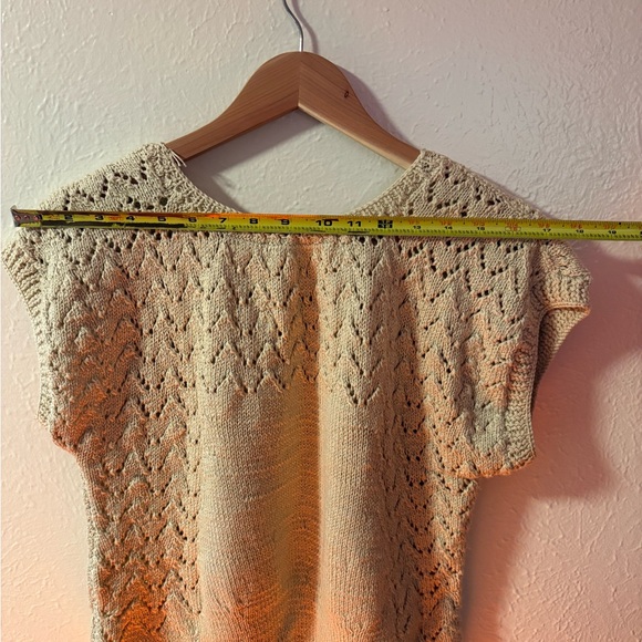 Vintage No Label Cream Knit Short Sleeve Romper Top - Picture 3 of 6
